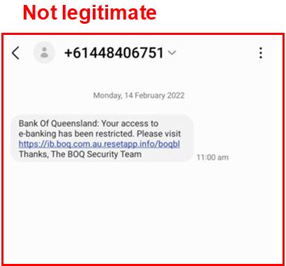 phishing scam sample text message 